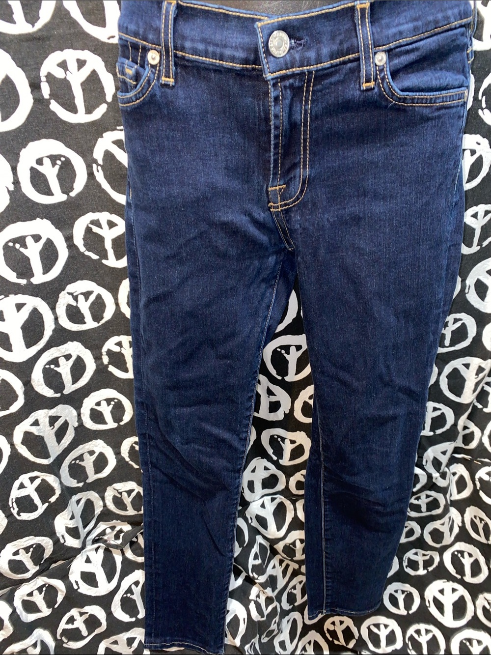 7 FOR ALL MANKIND BLUE DENIM JEANS THE SKINNY SZ 28